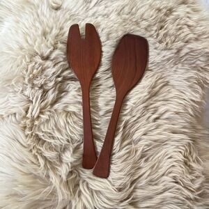 Andrew Pearce Cherry Wooden Salad‎ Servers 12 In Handcrafted Vermont Hand Turned